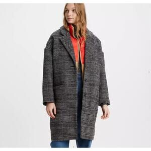 Levi's Wool Cocoon Coat Houndstooth Plaid Oversized Slouchy Small